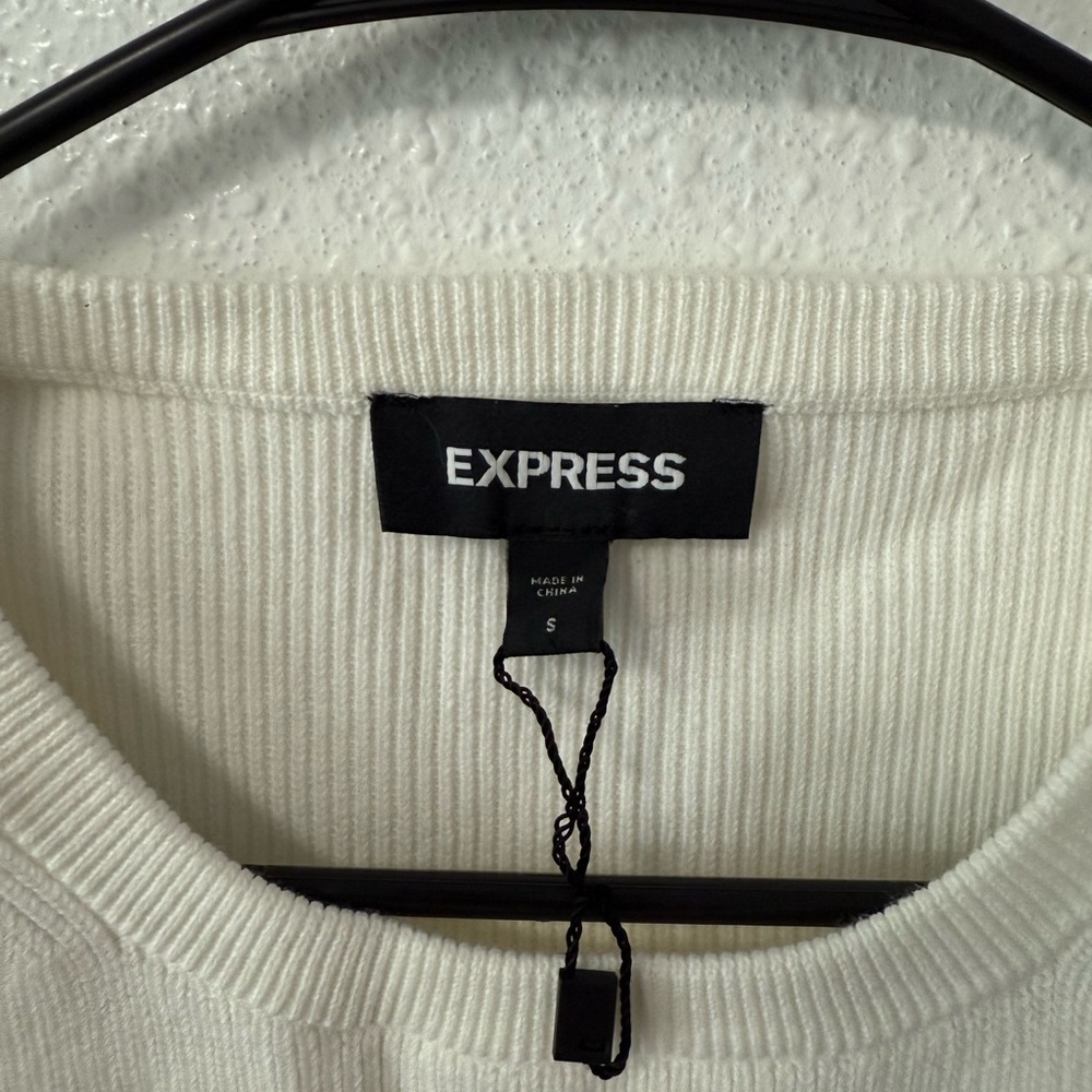 Express Ribbed White Sweater